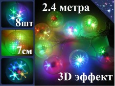 Цветная гирлянда бахрома 3D Шарики 7 см 8 шт Ceiling Colourful Star Ligtht