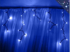 Уличная гирлянда Бахрома Синие огни 3 метра Черный провод 3,2 мм 100 Led