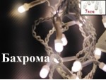 Гирлянда бахрома Теплая Белая 3 метра с контроллером белые нити 25-40-55 см диоды 7 мм