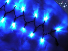 Светодиодная уличная гирлянда нить Синие огни 10 метров Черный провод 3.2 мм 100 Led