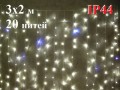 Уличная гирлянда Теплая белая штора 3х2 метра с мерцанием 20 прозрачных нитей 600 LED IP44 ZWM