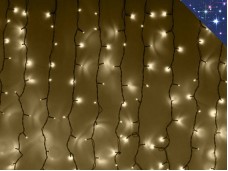Уличная гирлянда Светодиодный занавес 3х3 метра штора Теплый белый свет с мерцанием Черный провод 3.2 мм