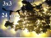 Уличная гирлянда Светодиодный штора занавес 3х3 метра 24 нити Теплый белый свет с мерцанием Черный провод 3.2 мм