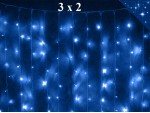 Светодиодная уличная гирлянда Штора Синяя 3 на 2 метра Занавес с белым мерцанием 20 прозрачных нитей 480 LED Winner Light