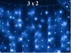 Светодиодная уличная гирлянда Штора Синяя 3 на 2 метра Занавес с белым мерцанием 20 прозрачных нитей 480 LED Winner Light