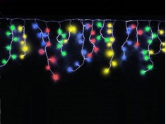 Светодиодная гирлянда Бахрома Разноцветные огни 3 метра Прозрачный провод 160 LED без контроллера