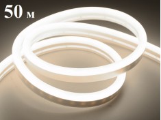 Холодный белый гибкий неон 50 метров односторонний сечение 8х18мм Winner Light IP65