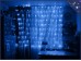 Гирлянда штора Сетка 1.5x1,5 метра Синяя с контроллером 160 LED Прозрачные нити
