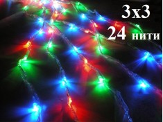 Гирлянда Водопад 3х3 метра Цветная 24 нити