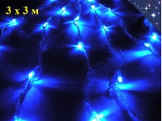 Светодиодная гирлянда Синяя Штора 3х3 метра на стену Занавес водопад с эффектом падающей капли