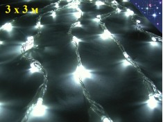 Светодиодная гирлянда Белая штора 3х3 метра на стену Занавес водопад с эффектом падающей капли
