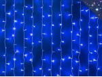 Уличная гирлянда Светодиодный занавес 3х3 метра штора синий свет с мерцанием Белый провод 3,2 мм
