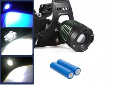 Налобный аккумуляторный фонарь YYC-2188-2 Белый и Синий свет