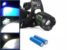 Налобный аккумуляторный фонарь YYC-2188-2 Белый и Синий свет
