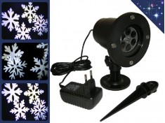 Светодиодный новогодний проектор "Белые снежинки" для дома и улицы