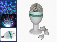 Диско лампа цветомузыка вращающаяся на подставке с проводом для сети 220 Вольт